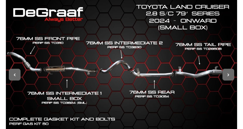 Degraaf Toyota Landcruiser 2.8 GD6 single cab full exhaust & downpipe