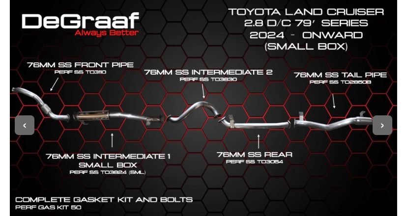 Degraaf Toyota Landcruiser 2.8 Double cab 2024 full exhaust & downpipe