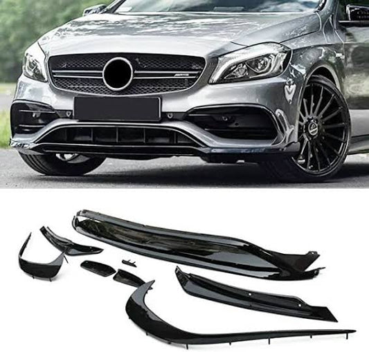 Mercedes A-CLASS Gloss Black Front Lip With Canards